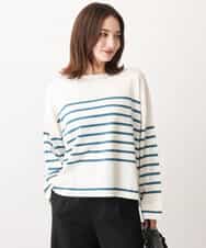 FKFAV52130 MK MICHEL KLEIN(MK ミッシェルクラン) カラーボーダー柄ニット/洗える グリーン