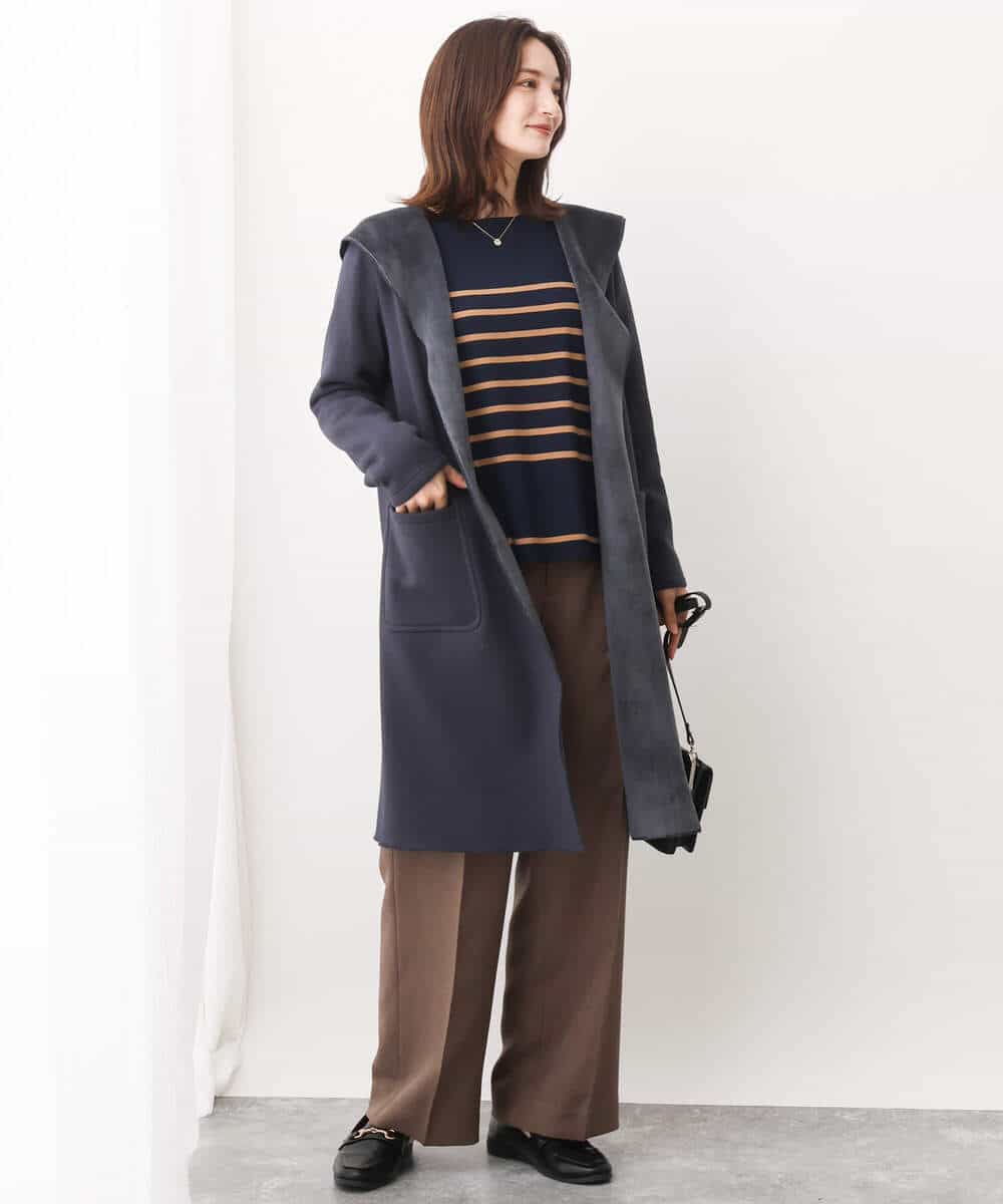 FKFAV52130 MK MICHEL KLEIN(MK ミッシェルクラン) カラーボーダー柄ニット/洗える グリーン