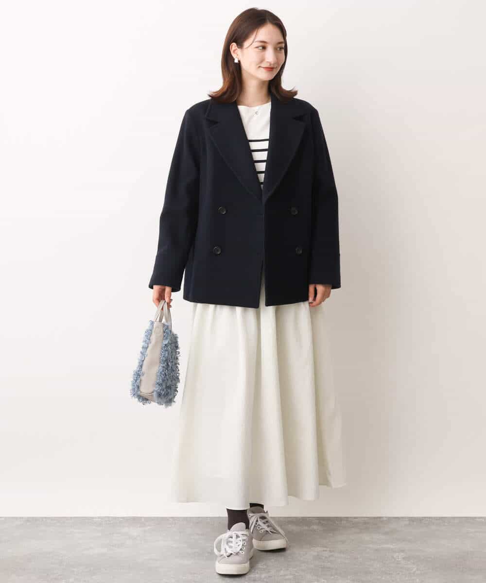 FKFAV52130 MK MICHEL KLEIN(MK ミッシェルクラン) カラーボーダー柄ニット/洗える グリーン