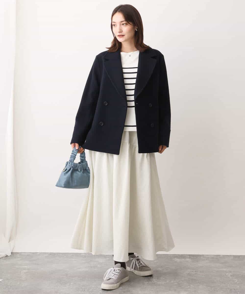 FKFAV52130 MK MICHEL KLEIN(MK ミッシェルクラン) カラーボーダー柄ニット/洗える グリーン