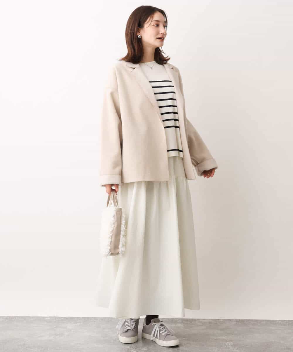 FKFAV52130 MK MICHEL KLEIN(MK ミッシェルクラン) カラーボーダー柄ニット/洗える グリーン