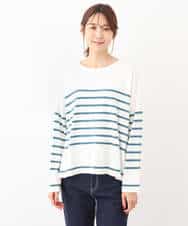 FKFAV52130 MK MICHEL KLEIN(MK ミッシェルクラン) カラーボーダー柄ニット/洗える グリーン