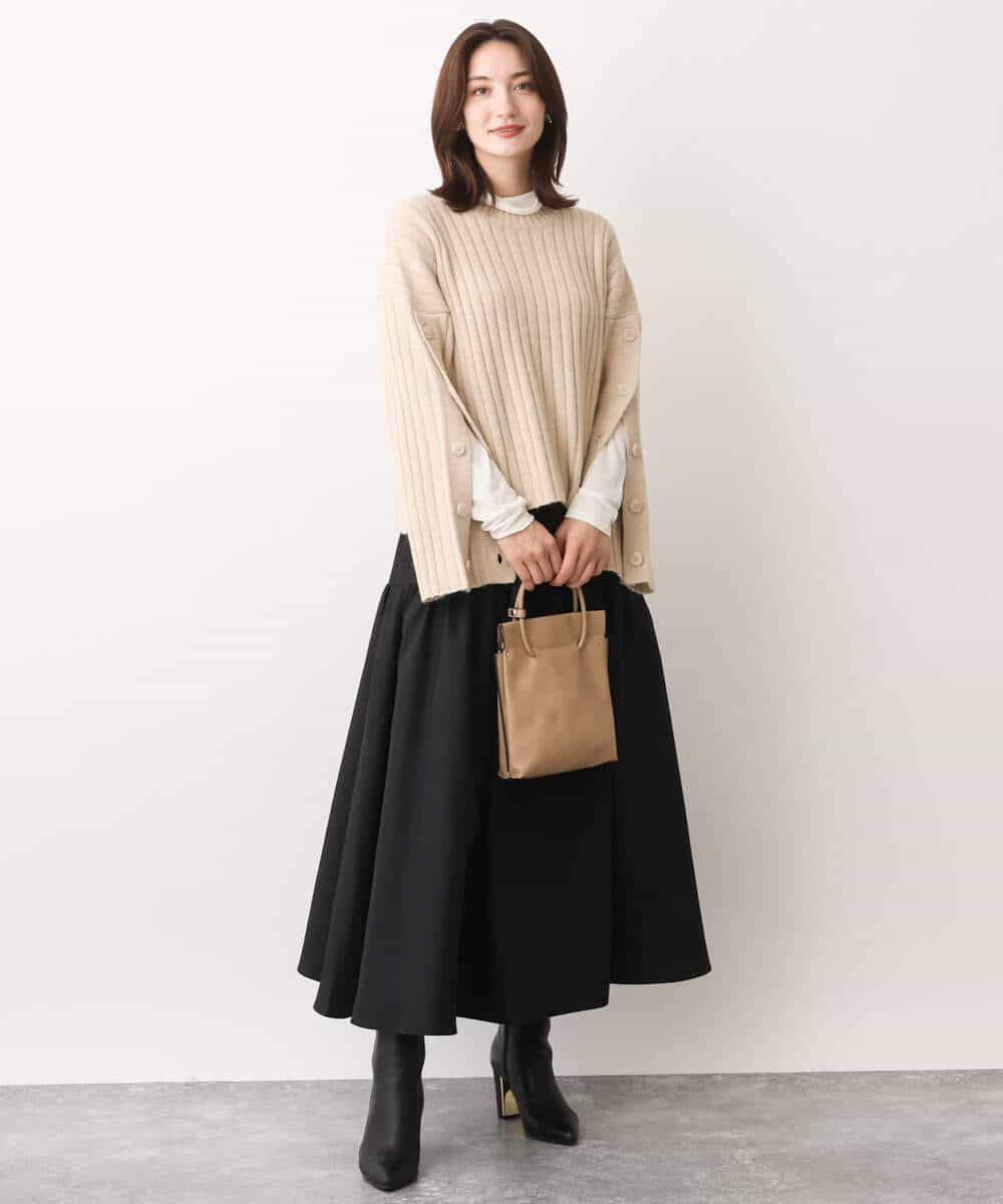 FKFAV53140 MK MICHEL KLEIN(MK ミッシェルクラン) ボタンスリーブショート丈ニット/洗える ブルー