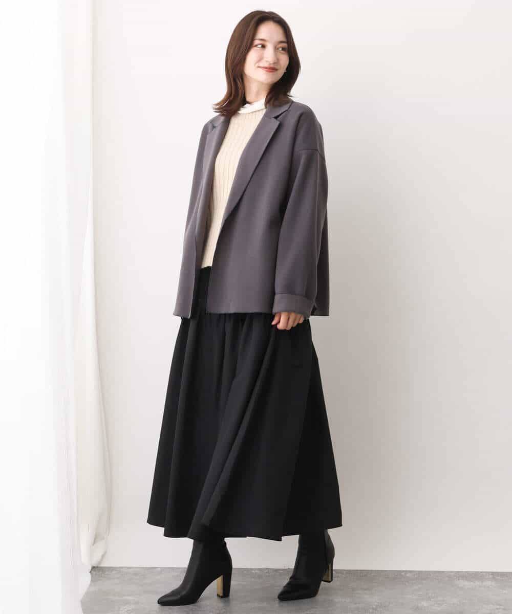 FKFAV53140 MK MICHEL KLEIN(MK ミッシェルクラン) ボタンスリーブショート丈ニット/洗える ブルー
