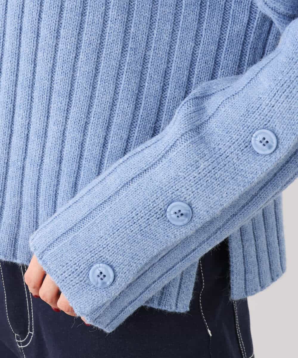 FKFAV53140 MK MICHEL KLEIN(MK ミッシェルクラン) ボタンスリーブショート丈ニット/洗える ブルー
