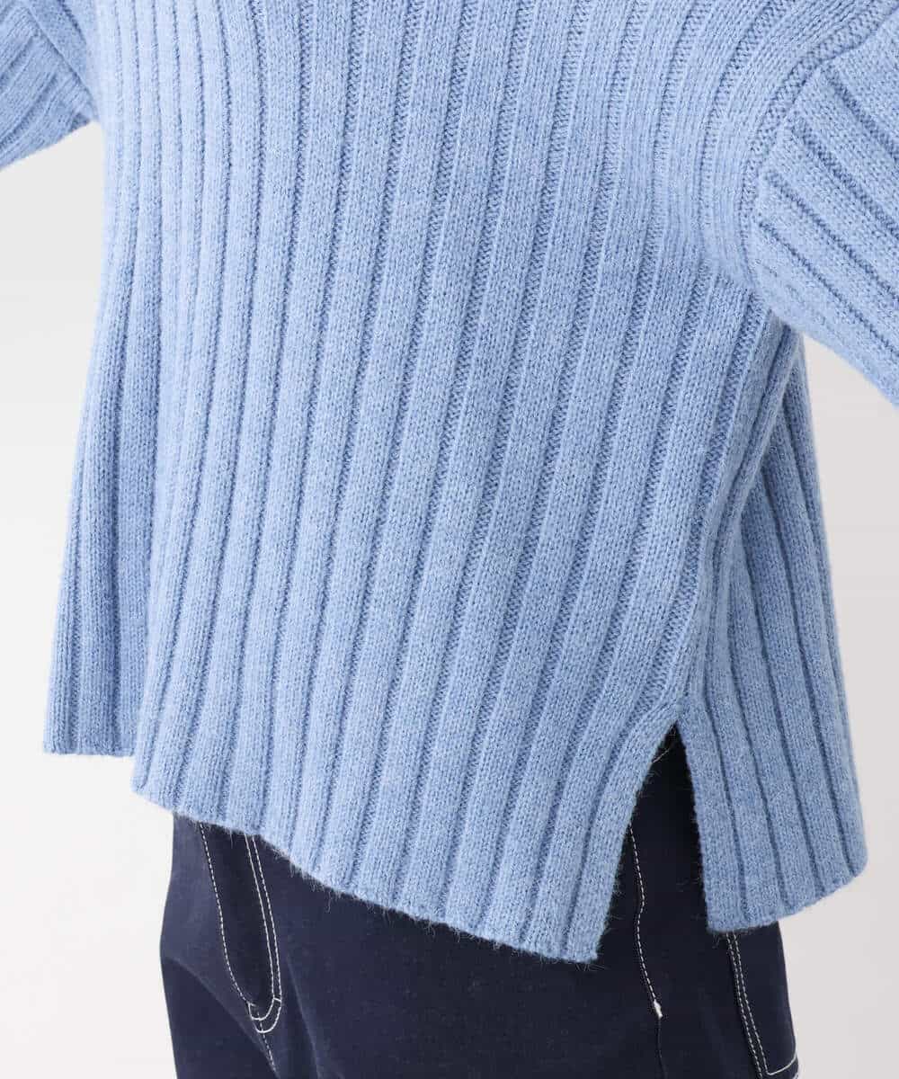 FKFAV53140 MK MICHEL KLEIN(MK ミッシェルクラン) ボタンスリーブショート丈ニット/洗える ブルー