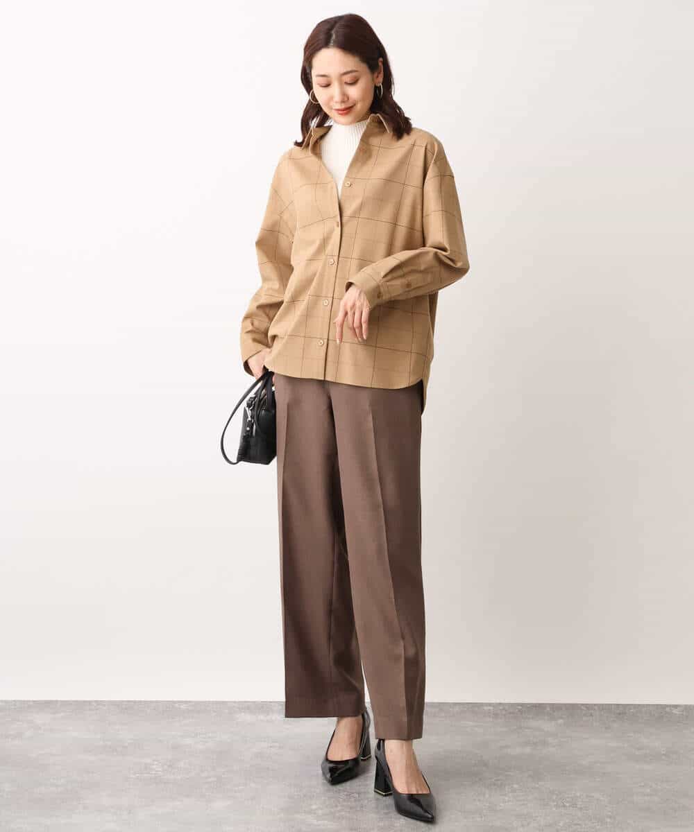 FKFAV54090 MK MICHEL KLEIN(MK ミッシェルクラン) モックネックリブニット/洗える グレー