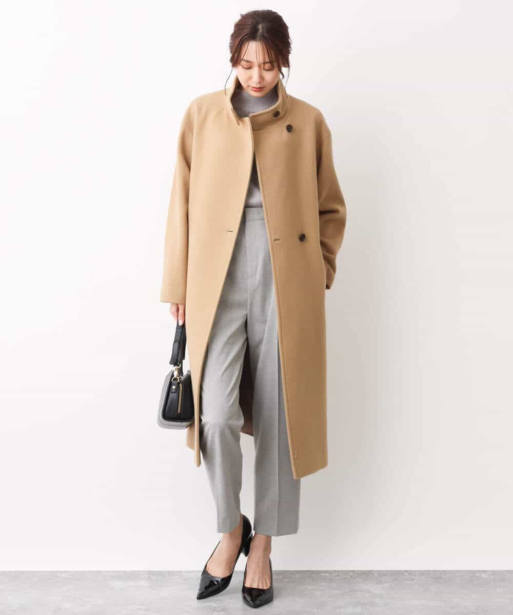 FKFAV54090 MK MICHEL KLEIN(MK ミッシェルクラン) モックネックリブニット/洗える グレー
