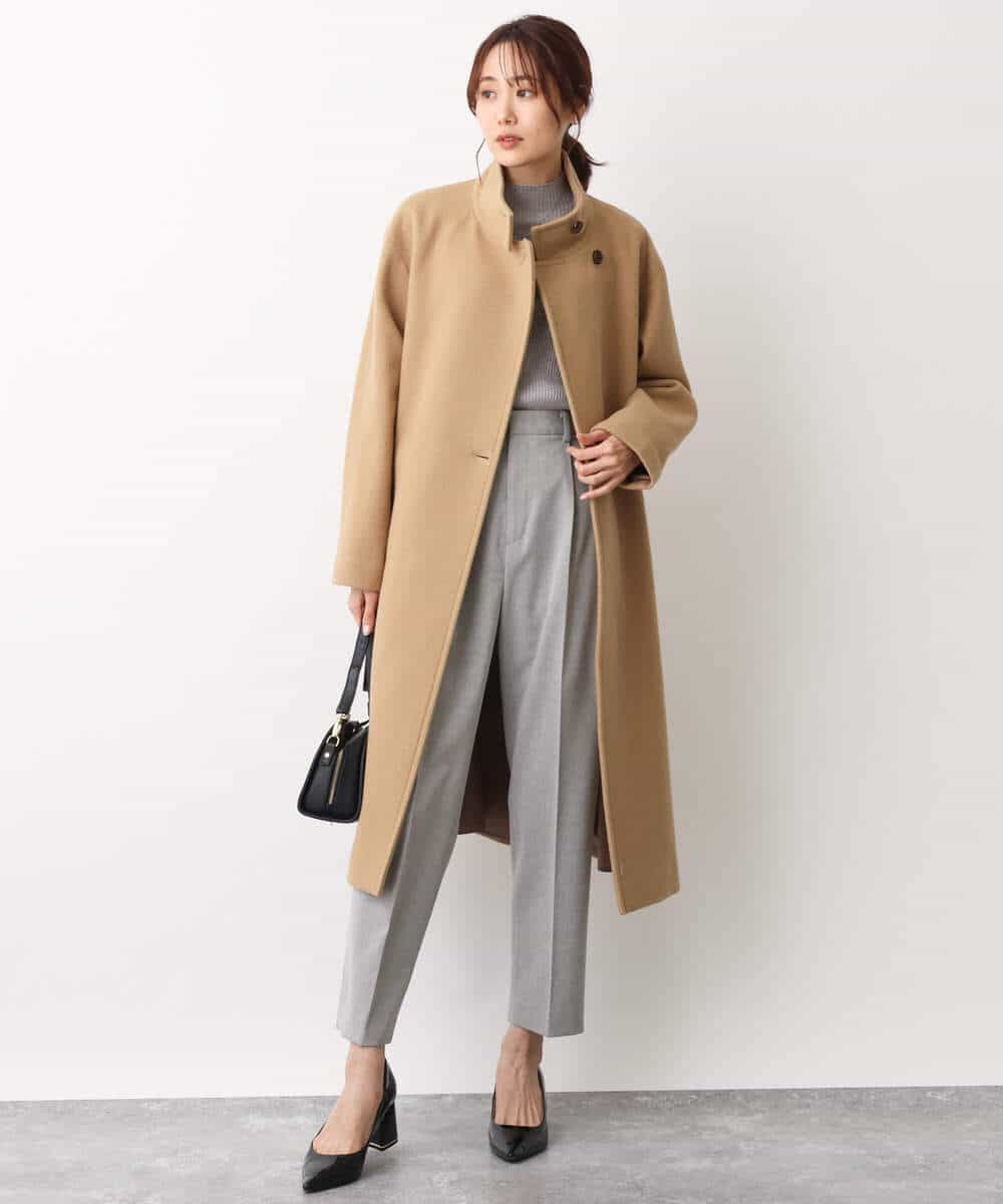 FKFAV54090 MK MICHEL KLEIN(MK ミッシェルクラン) モックネックリブニット/洗える グレー