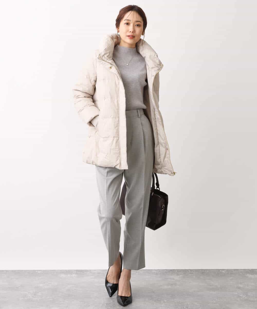 FKFAV54090 MK MICHEL KLEIN(MK ミッシェルクラン) モックネックリブニット/洗える グレー