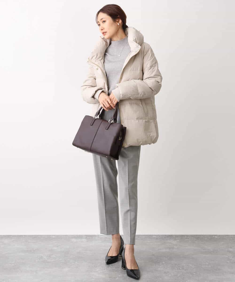 FKFAV54090 MK MICHEL KLEIN(MK ミッシェルクラン) モックネックリブニット/洗える グレー