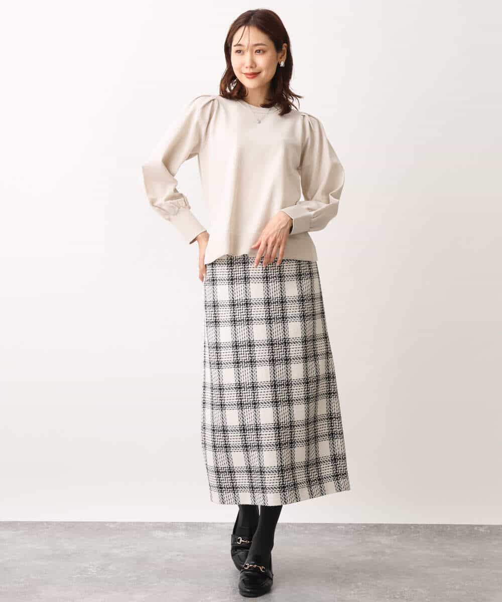 FKFAV55120 MK MICHEL KLEIN(MK ミッシェルクラン) ボリュームスリーブニット/洗える ラベンダー