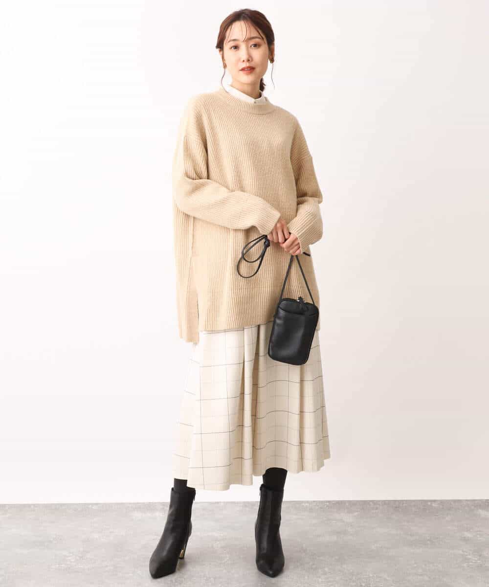 FKFAV56160 MK MICHEL KLEIN(MK ミッシェルクラン) オーバーサイズニットプルオーバー/洗える ベージュ