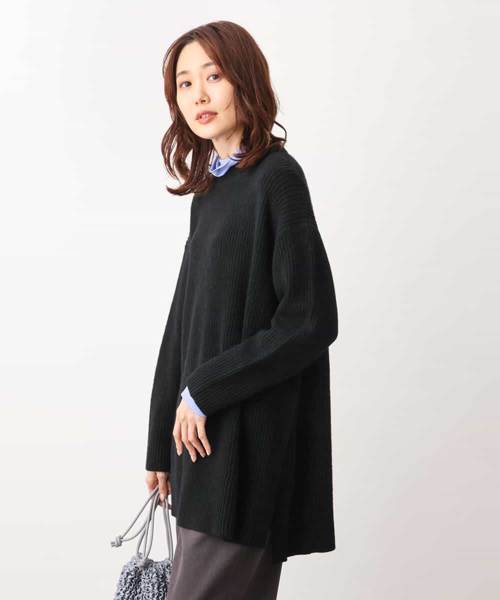FKFAV56160 MK MICHEL KLEIN(MK ミッシェルクラン) オーバーサイズニットプルオーバー/洗える ブラック