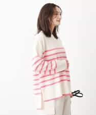 FKFAV57140 MK MICHEL KLEIN(MK ミッシェルクラン) airwoolパネルボーダーカラーニット ピンク