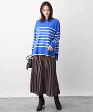 FKFAV57140 MK MICHEL KLEIN(MK ミッシェルクラン) airwoolパネルボーダーカラーニット ピンク