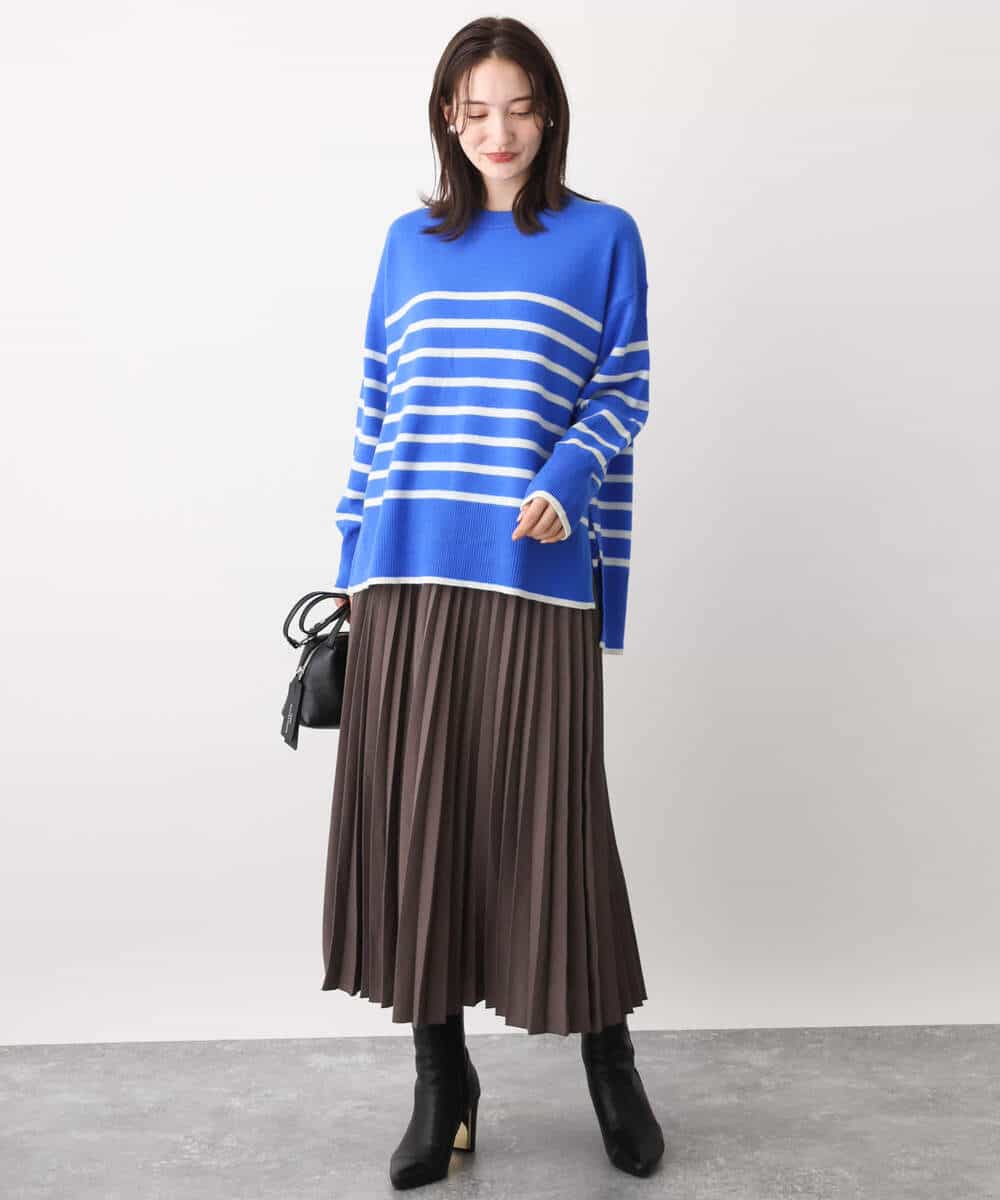 FKFAV57140 MK MICHEL KLEIN(MK ミッシェルクラン) airwoolパネルボーダーカラーニット ピンク