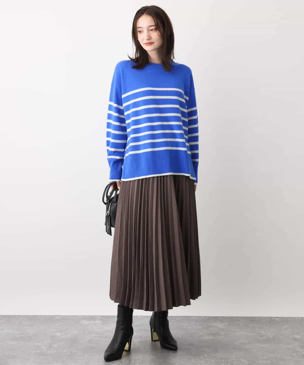 FKFAV57140 MK MICHEL KLEIN(MK ミッシェルクラン) airwoolパネルボーダーカラーニット ピンク