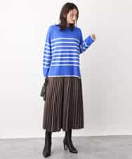 FKFAV57140 MK MICHEL KLEIN(MK ミッシェルクラン) airwoolパネルボーダーカラーニット ピンク