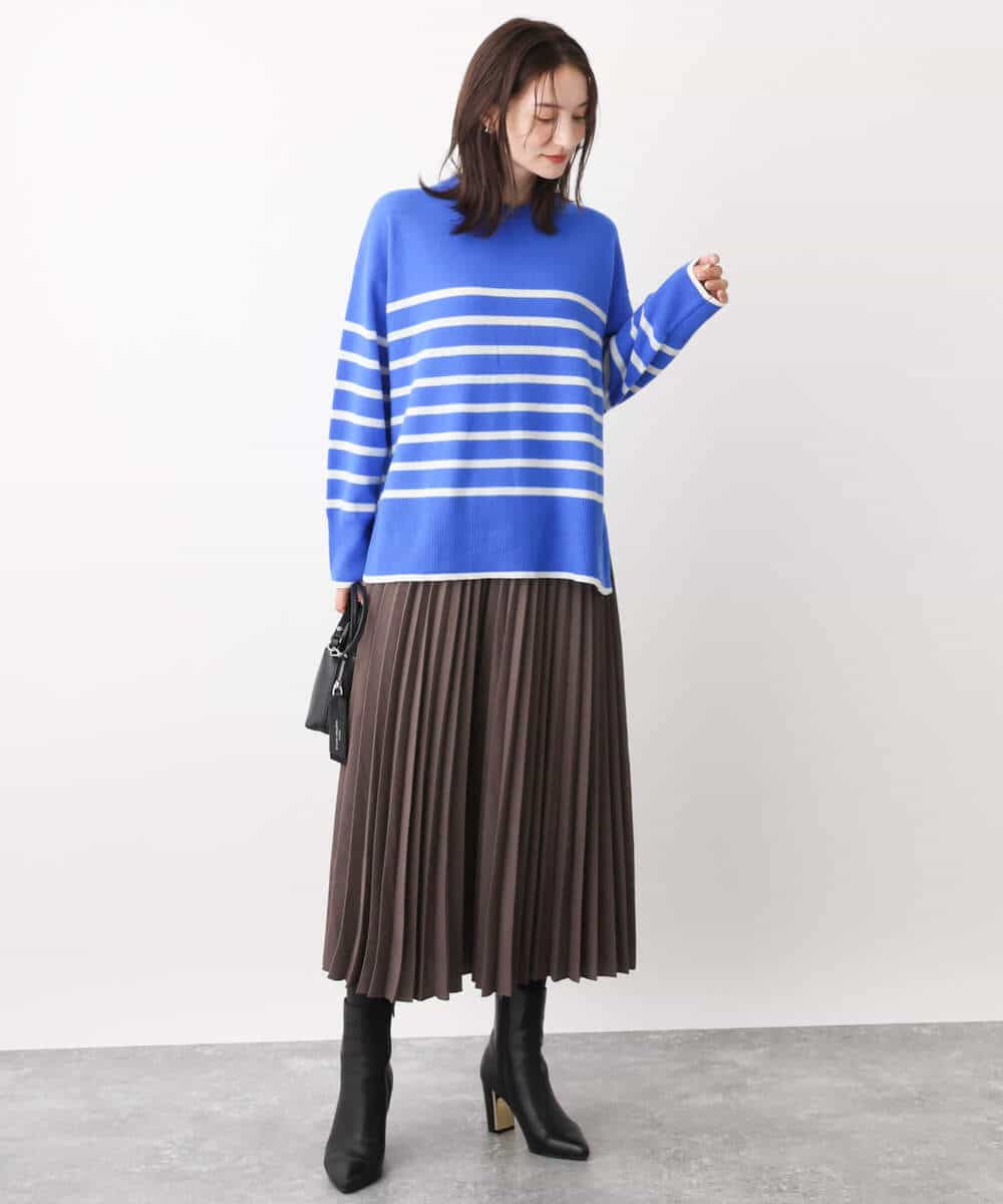 FKFAV57140 MK MICHEL KLEIN(MK ミッシェルクラン) airwoolパネルボーダーカラーニット ピンク