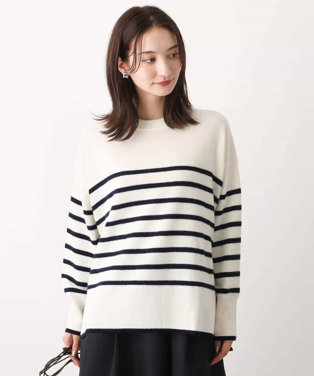 FKFAV57140 MK MICHEL KLEIN(MK ミッシェルクラン) airwoolパネルボーダーカラーニット ピンク