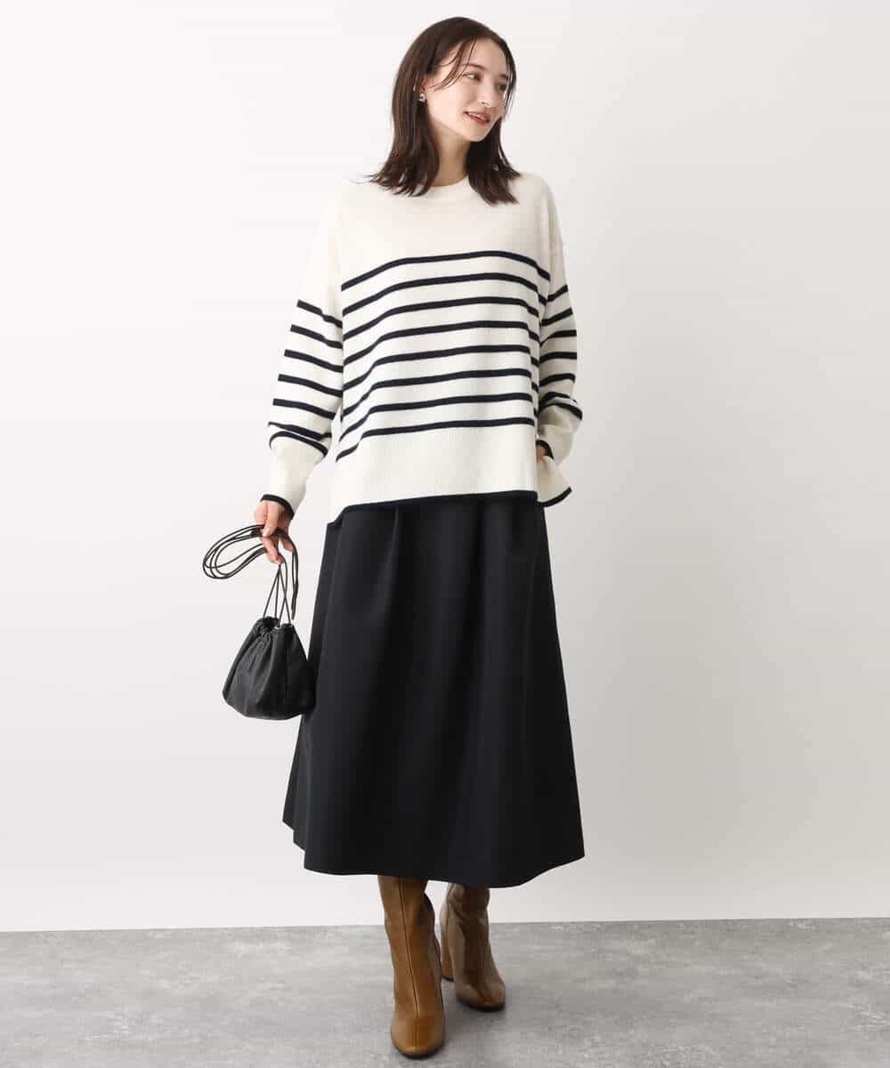 FKFAV57140 MK MICHEL KLEIN(MK ミッシェルクラン) airwoolパネルボーダーカラーニット ピンク