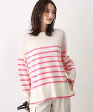 FKFAV57140 MK MICHEL KLEIN(MK ミッシェルクラン) airwoolパネルボーダーカラーニット ピンク