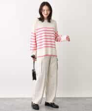 FKFAV57140 MK MICHEL KLEIN(MK ミッシェルクラン) airwoolパネルボーダーカラーニット ピンク