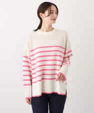 FKFAV57140 MK MICHEL KLEIN(MK ミッシェルクラン) airwoolパネルボーダーカラーニット ピンク