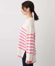 FKFAV57140 MK MICHEL KLEIN(MK ミッシェルクラン) airwoolパネルボーダーカラーニット ピンク