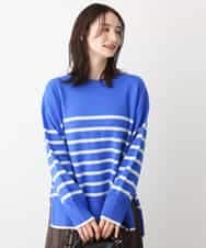 FKFAV57140 MK MICHEL KLEIN(MK ミッシェルクラン) airwoolパネルボーダーカラーニット ブルー
