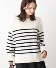 FKFAV57140 MK MICHEL KLEIN(MK ミッシェルクラン) airwoolパネルボーダーカラーニット ネイビー