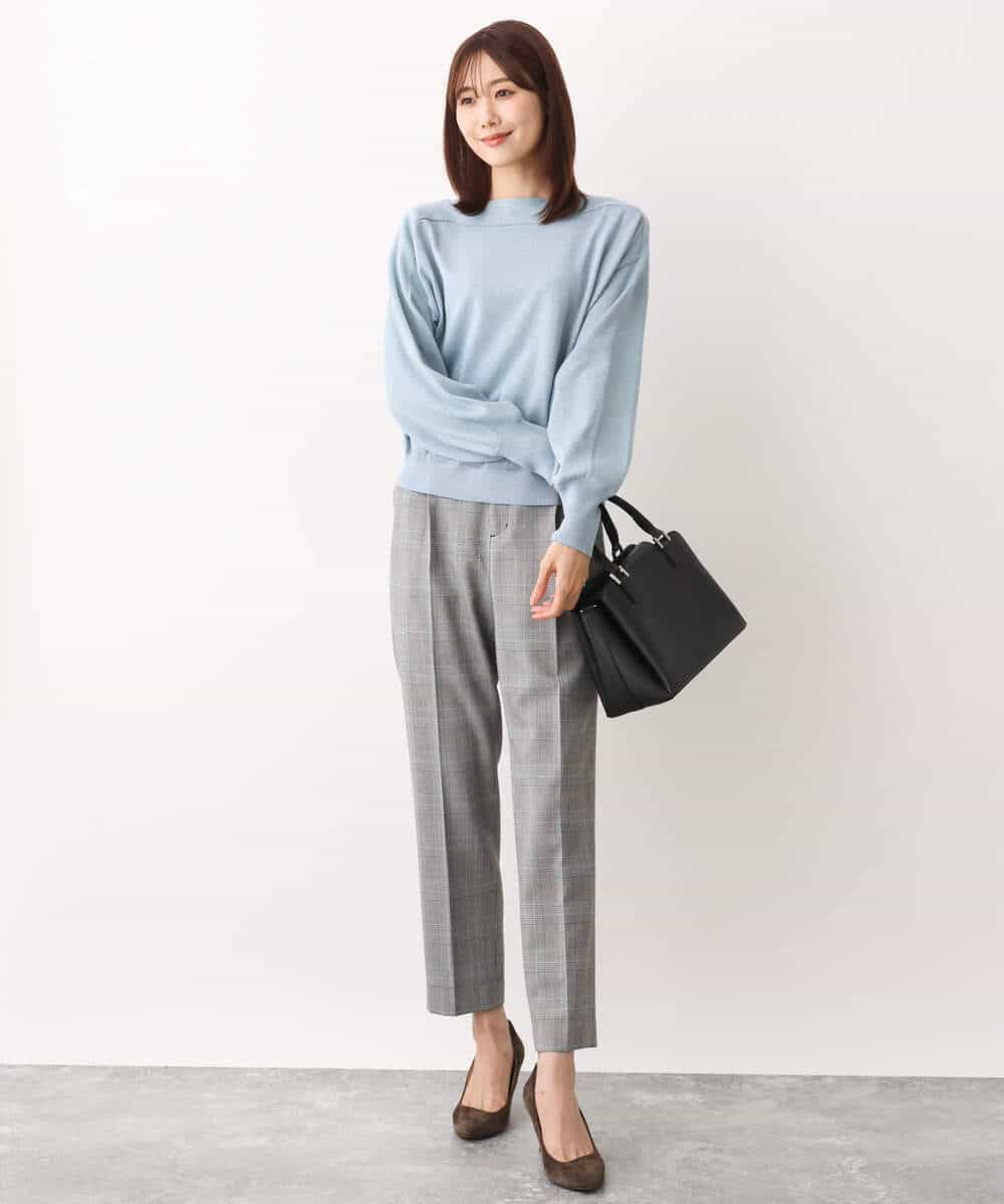 FKFAV59130 MK MICHEL KLEIN(MK ミッシェルクラン) ドルマンスリーブラメニット/洗える ライトブルー