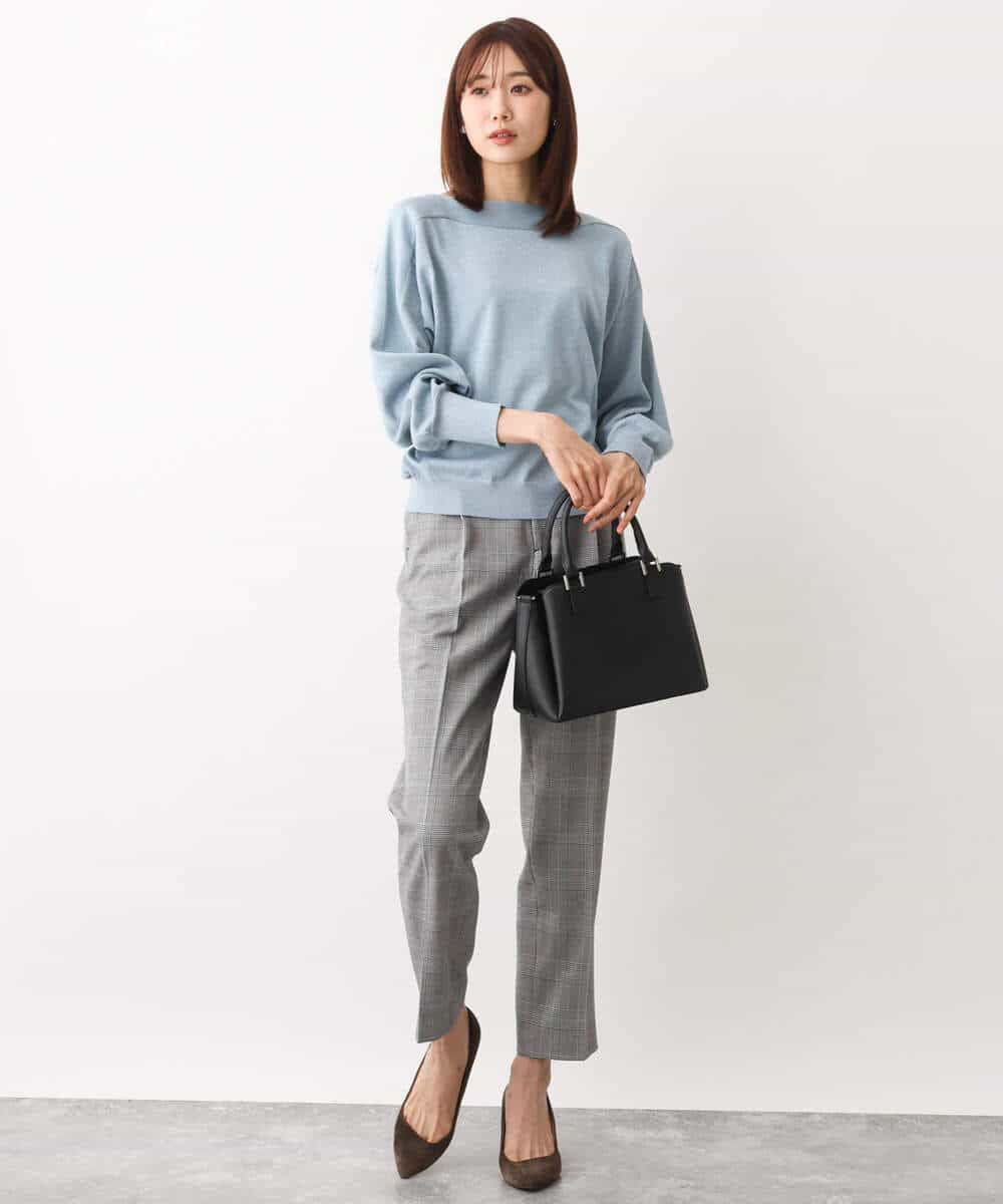 FKFAV59130 MK MICHEL KLEIN(MK ミッシェルクラン) ドルマンスリーブラメニット/洗える ライトブルー