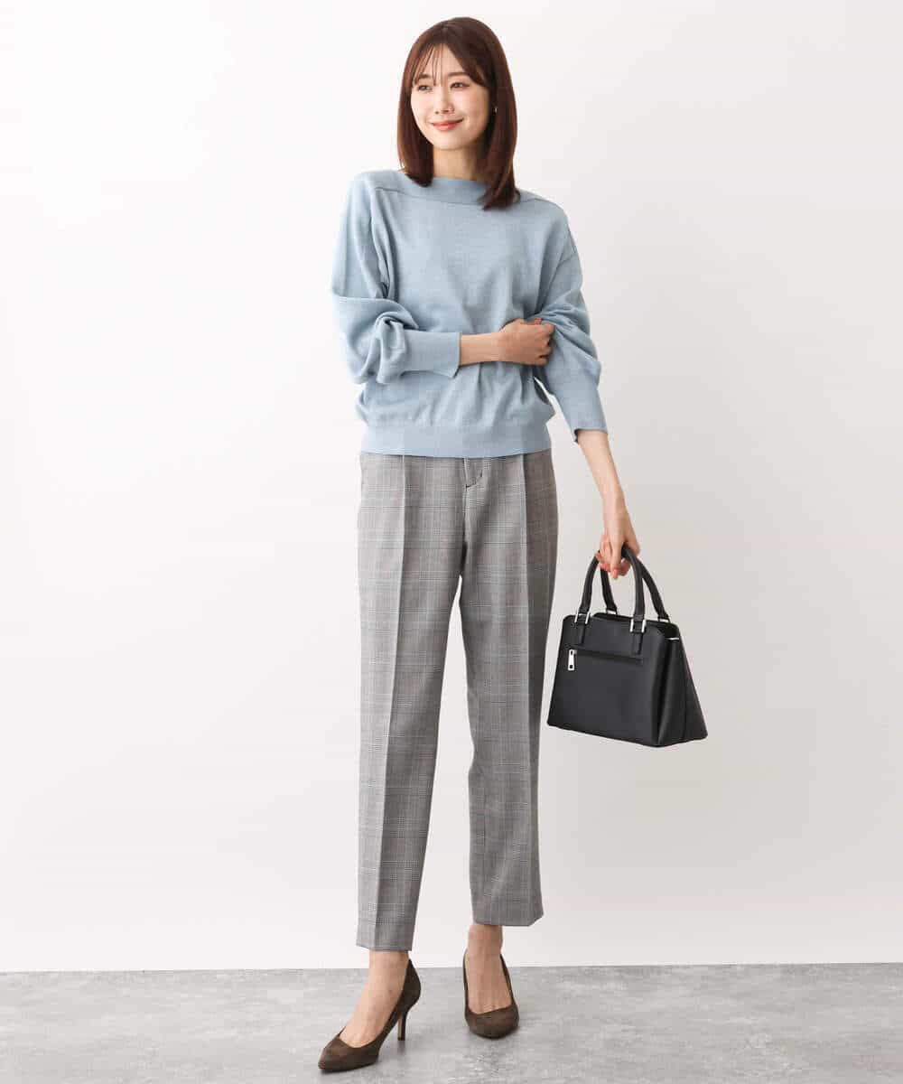 FKFAV59130 MK MICHEL KLEIN(MK ミッシェルクラン) ドルマンスリーブラメニット/洗える ライトブルー
