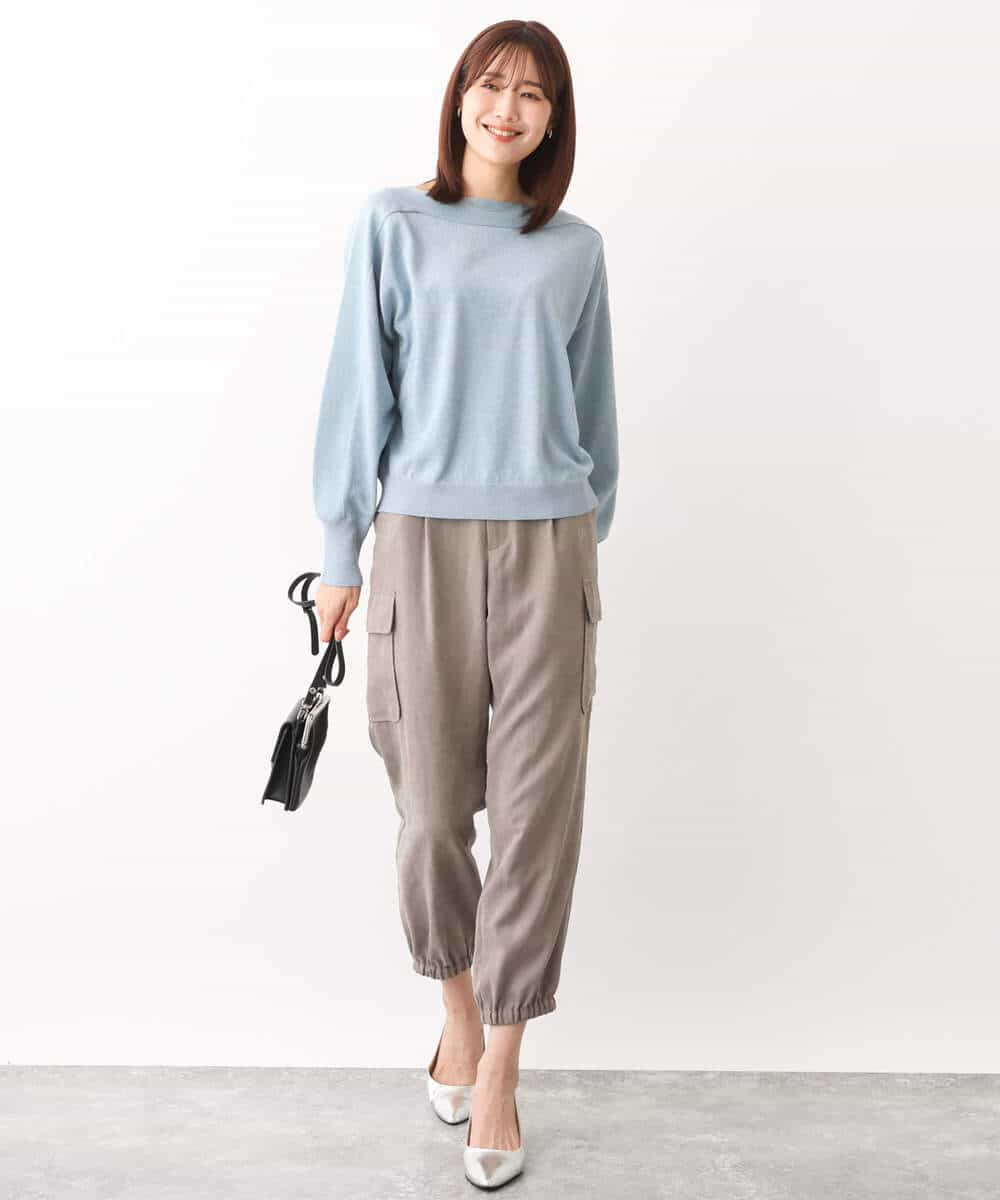 FKFAV59130 MK MICHEL KLEIN(MK ミッシェルクラン) ドルマンスリーブラメニット/洗える ライトブルー