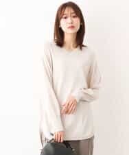 FKFAV60130 MK MICHEL KLEIN(MK ミッシェルクラン) Vネックニットチュニック/洗える ベージュ