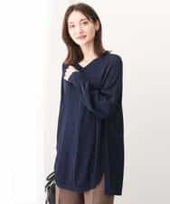 FKFAV60130 MK MICHEL KLEIN(MK ミッシェルクラン) Vネックニットチュニック/洗える ベージュ