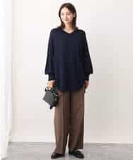 FKFAV60130 MK MICHEL KLEIN(MK ミッシェルクラン) Vネックニットチュニック/洗える ベージュ