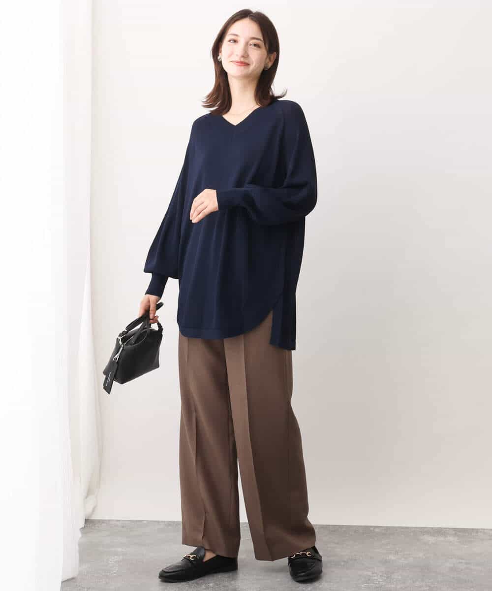 FKFAV60130 MK MICHEL KLEIN(MK ミッシェルクラン) Vネックニットチュニック/洗える ベージュ
