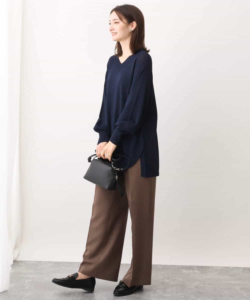 FKFAV60130 MK MICHEL KLEIN(MK ミッシェルクラン) Vネックニットチュニック/洗える ベージュ