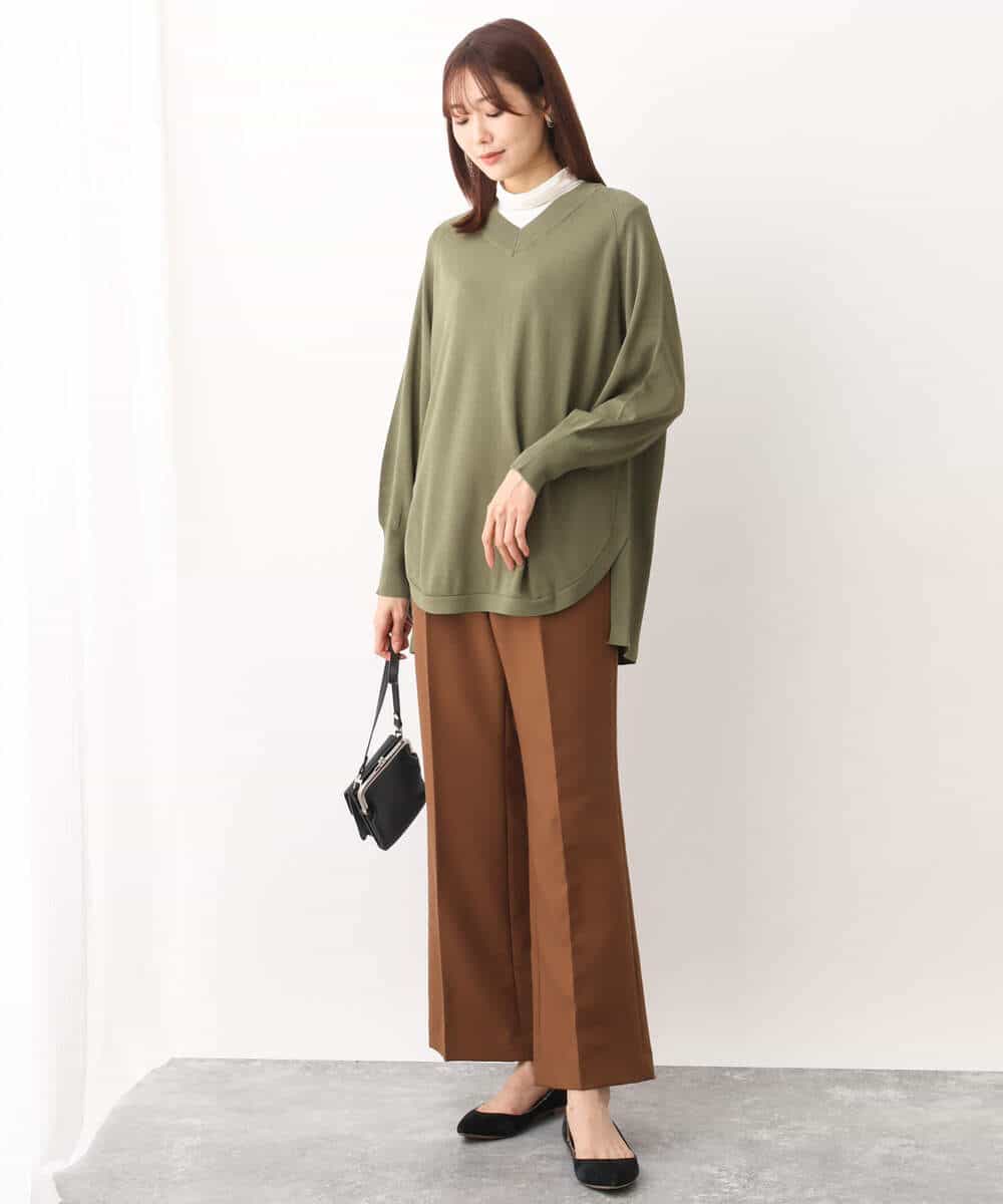 FKFAV60130 MK MICHEL KLEIN(MK ミッシェルクラン) Vネックニットチュニック/洗える ベージュ