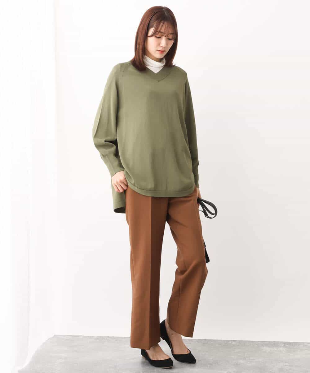 FKFAV60130 MK MICHEL KLEIN(MK ミッシェルクラン) Vネックニットチュニック/洗える ベージュ