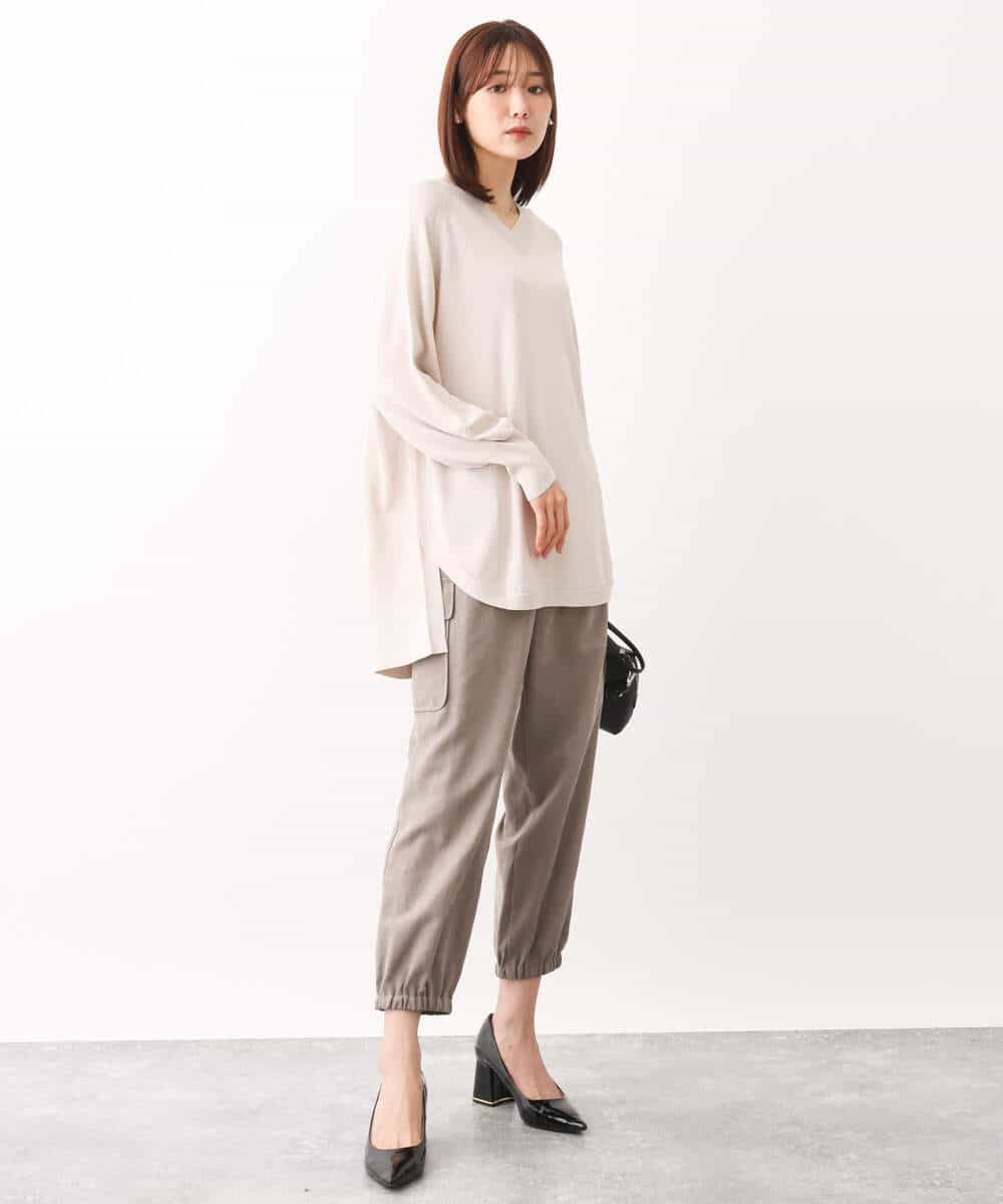 FKFAV60130 MK MICHEL KLEIN(MK ミッシェルクラン) Vネックニットチュニック/洗える ベージュ