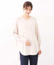 FKFAV60130 MK MICHEL KLEIN(MK ミッシェルクラン) Vネックニットチュニック/洗える ベージュ