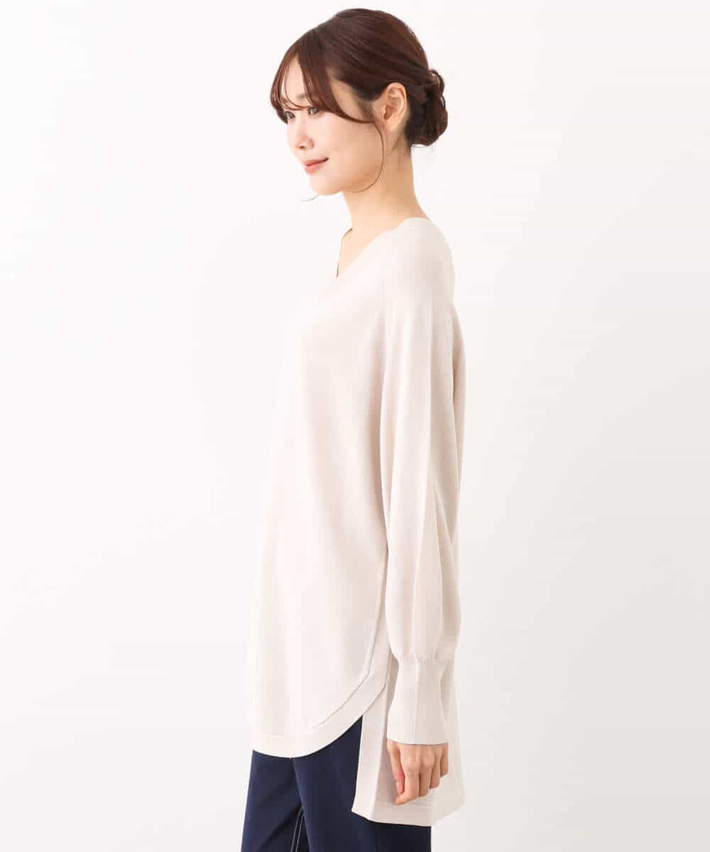 FKFAV60130 MK MICHEL KLEIN(MK ミッシェルクラン) Vネックニットチュニック/洗える ベージュ