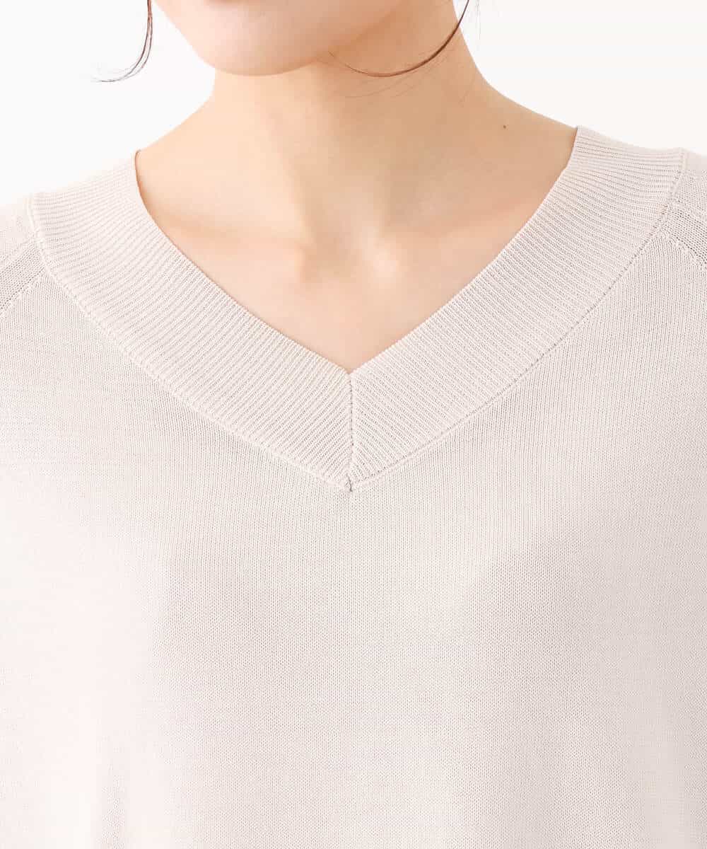 FKFAV60130 MK MICHEL KLEIN(MK ミッシェルクラン) Vネックニットチュニック/洗える ベージュ