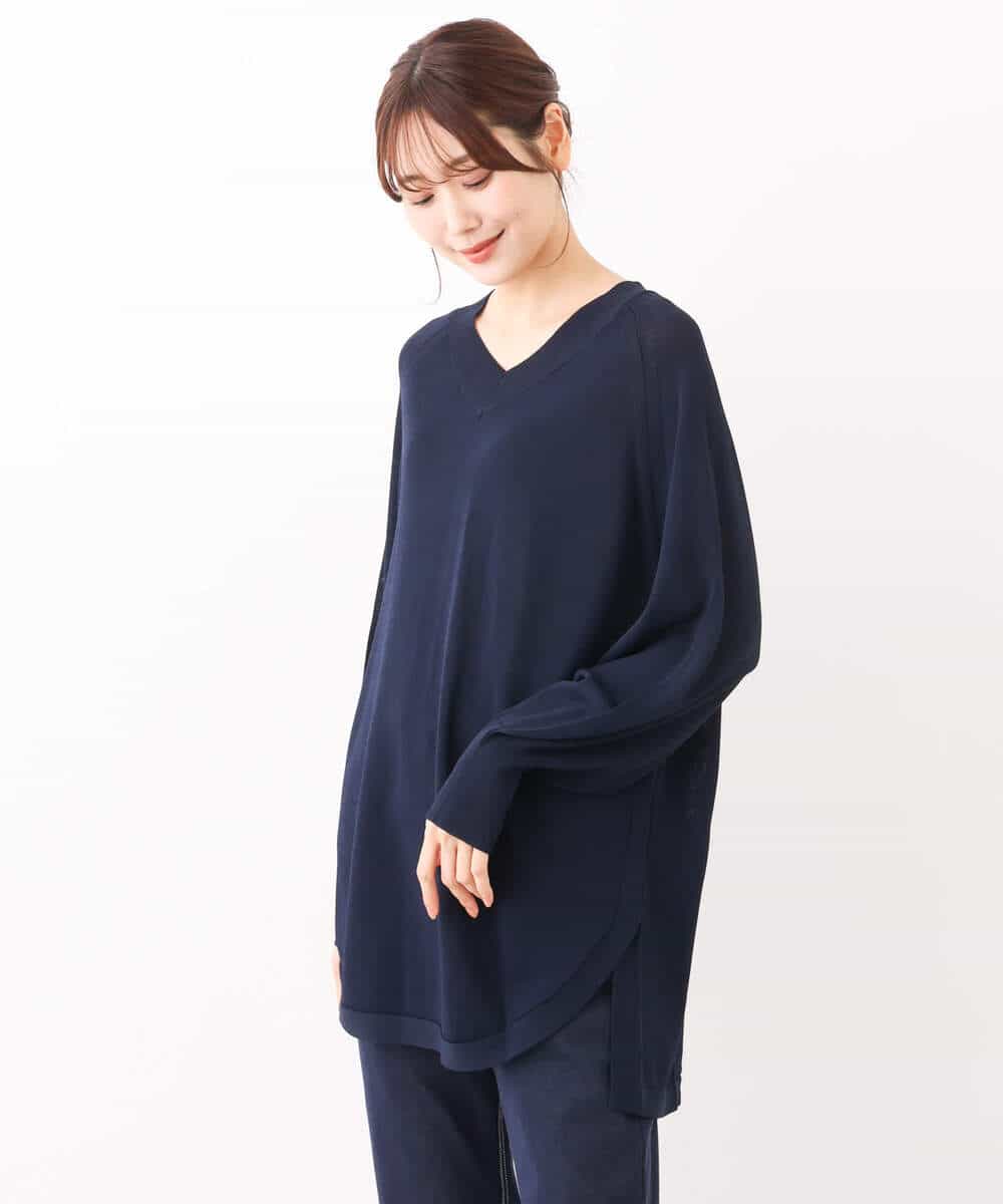 FKFAV60130 MK MICHEL KLEIN(MK ミッシェルクラン) Vネックニットチュニック/洗える ベージュ