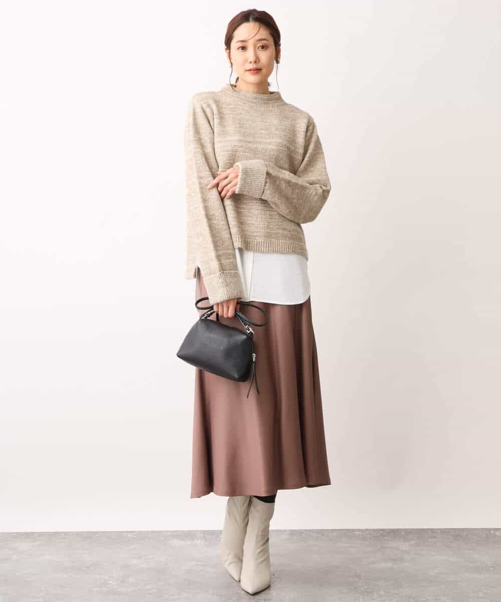 FKFAV61170 MK MICHEL KLEIN(MK ミッシェルクラン) メランジニット×レイヤードカットソー アンサンブル/洗える グリーン