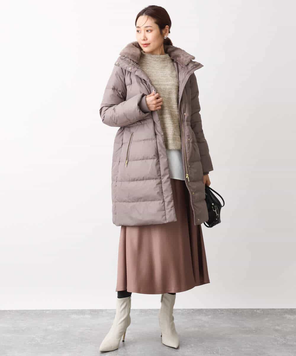 FKFAV61170 MK MICHEL KLEIN(MK ミッシェルクラン) メランジニット×レイヤードカットソー アンサンブル/洗える グリーン
